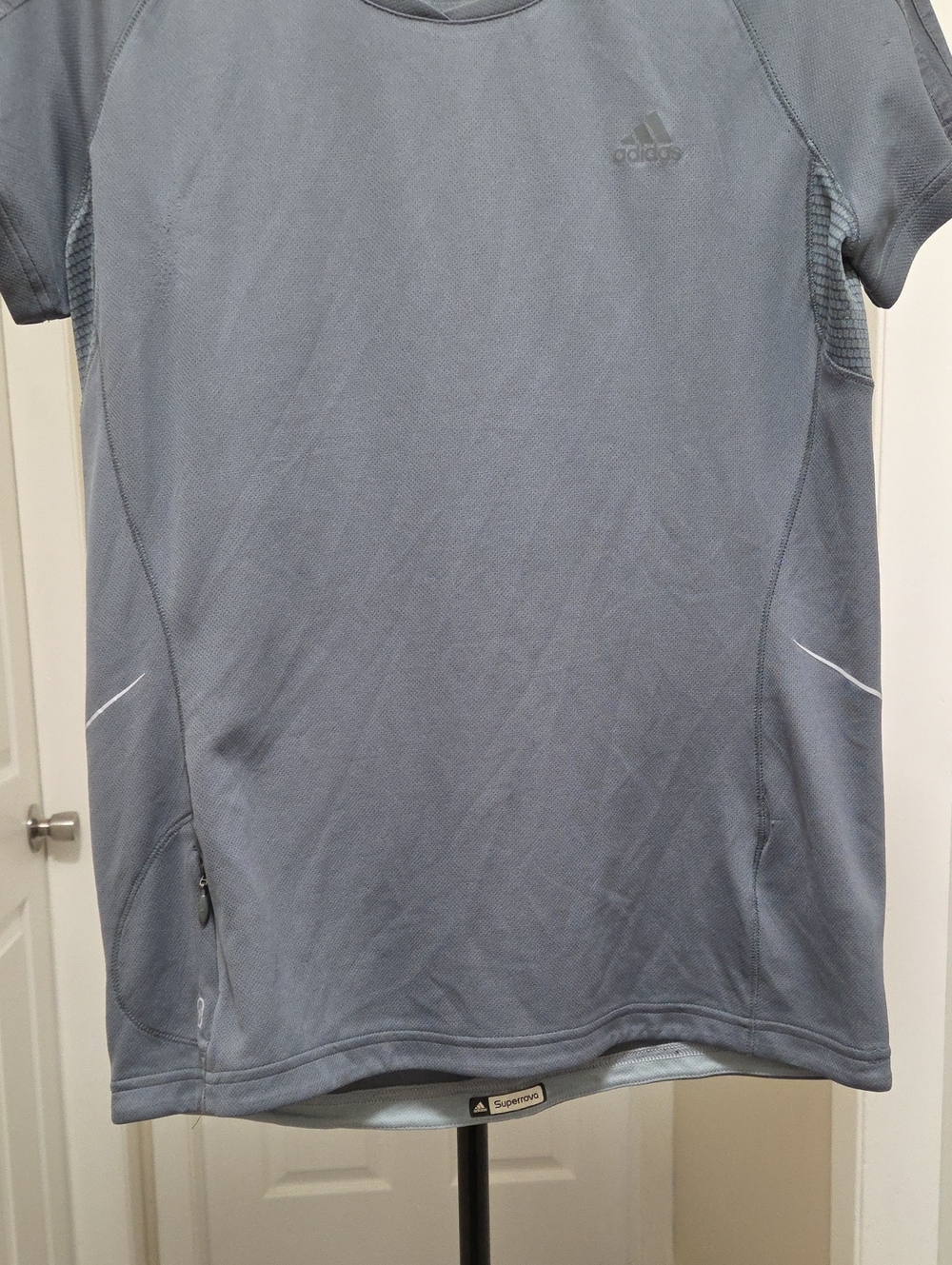 Adidas Women's Light Slate Performance Athletic Tee | Climacool Mesh Running Gym - Picture 4 of 8
